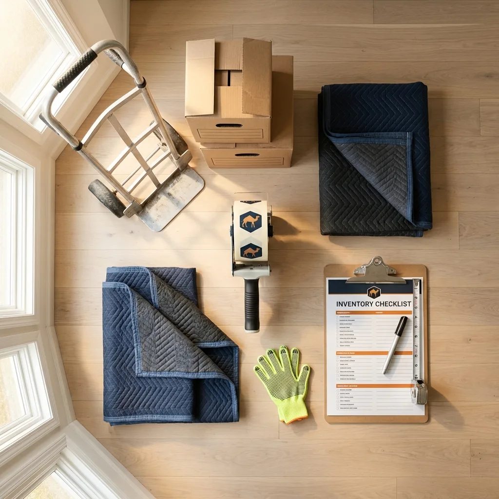 Professional moving supplies and packing materials layout for Oilton residential relocations